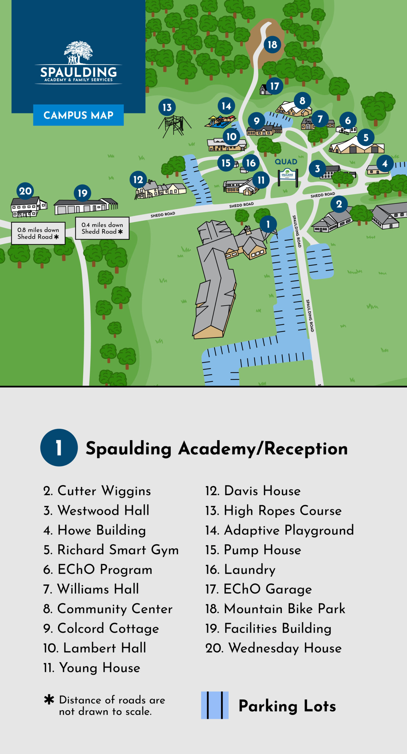 spaulding acadamy campus map with key